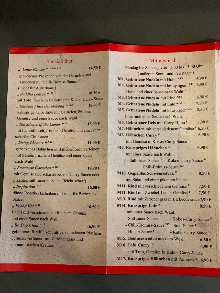 Speisekarte, Asian Dreams Sushi Bar & Restaurant