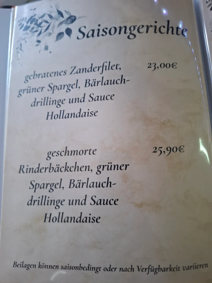 Speisekarte, Gaststätte Grünes Eck