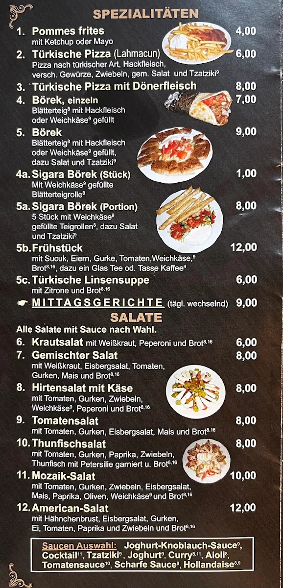 Speisekarte, Restaurant Mozaik