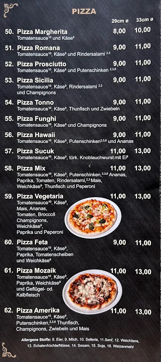 Speisekarte, Restaurant Mozaik