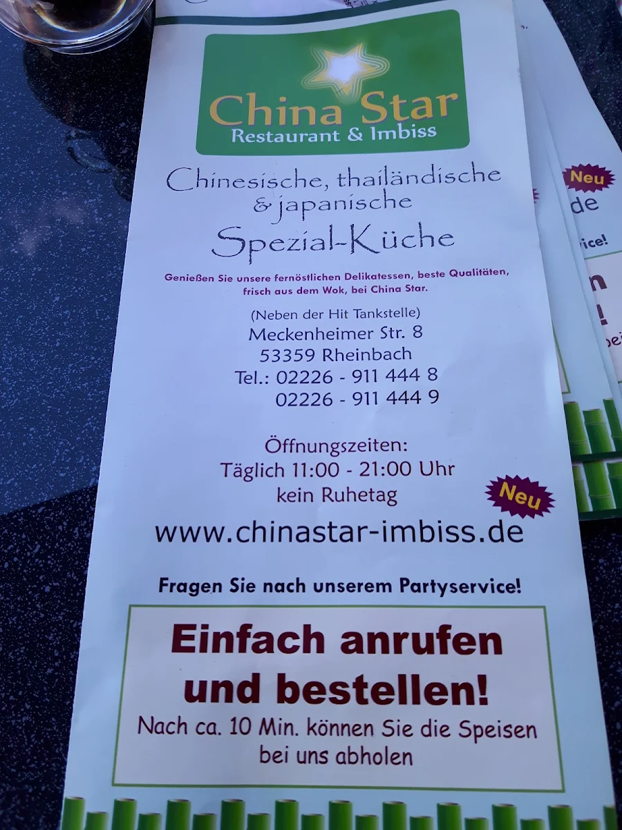 Speisekarte, China Star Imbiss