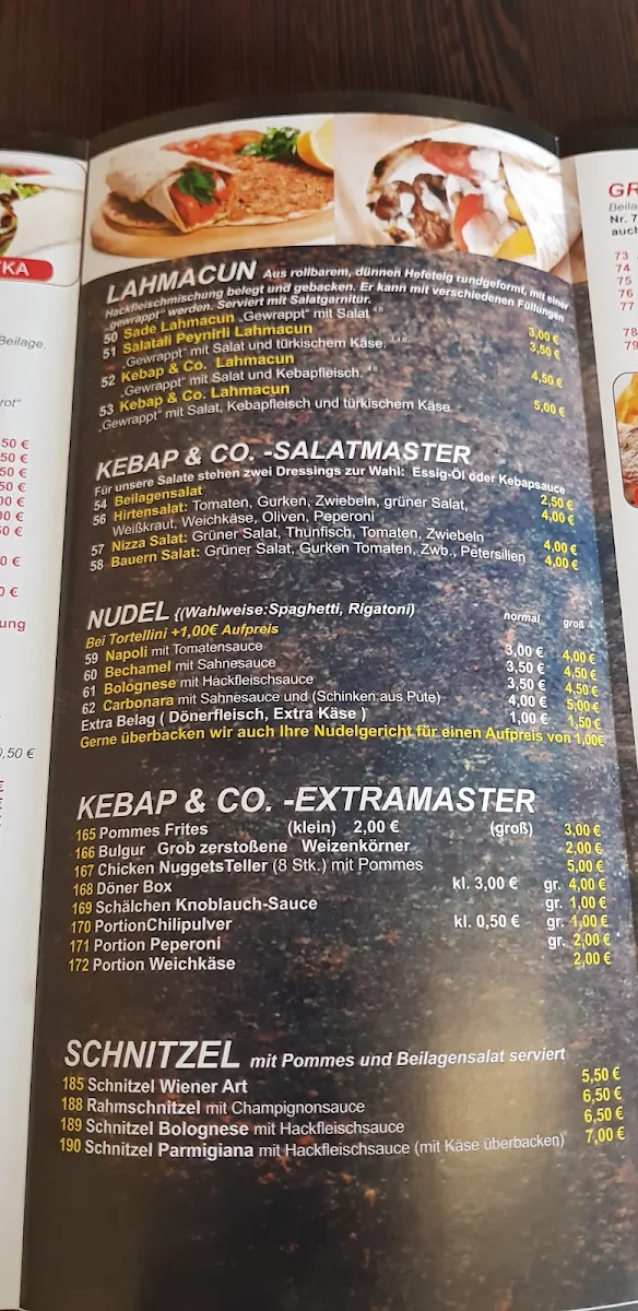 Speisekarte, Kebap & Co.