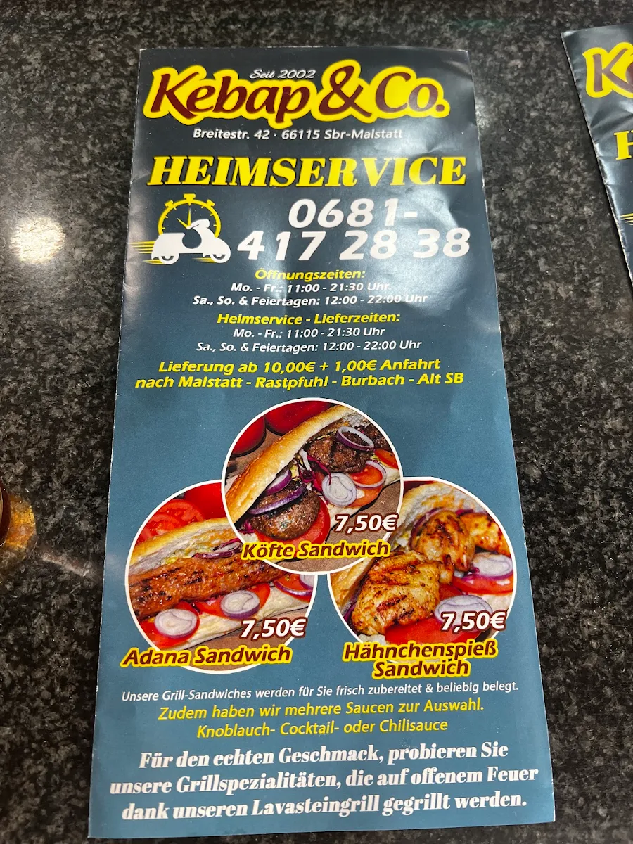 Speisekarte, Kebap & Co.