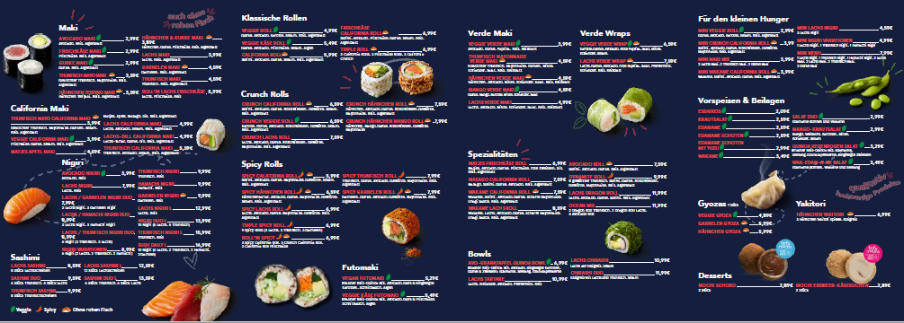 Speisekarte, Sushi Daily