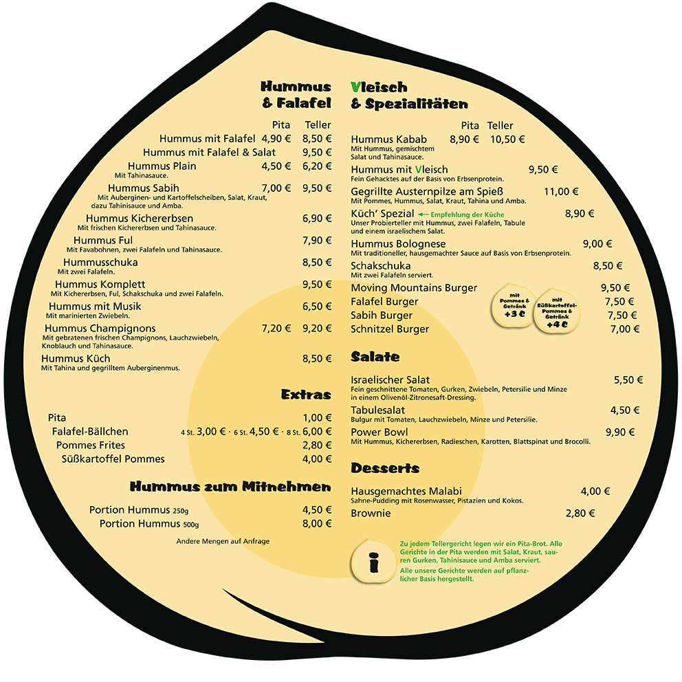 Speisekarte, Hummus Küch'