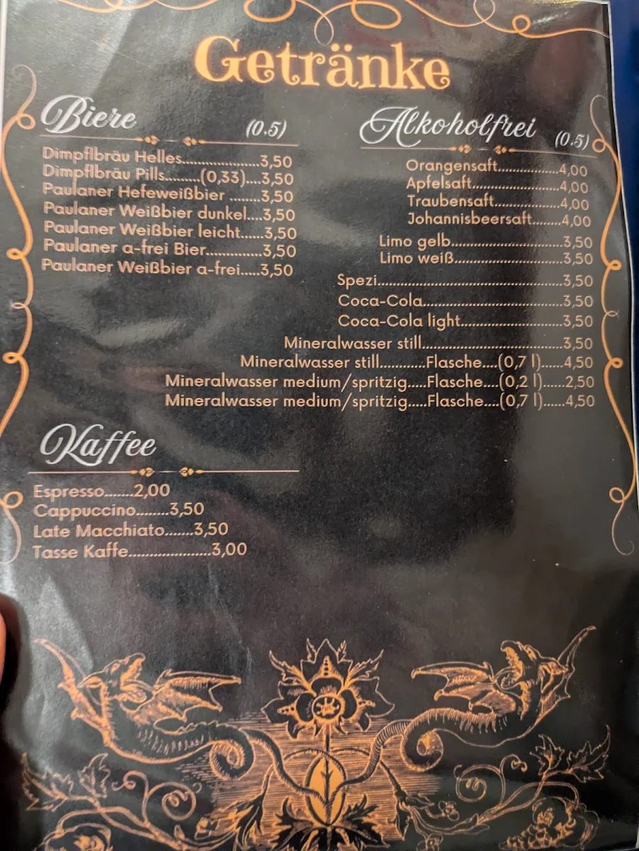 Speisekarte, Kellerschenke Da Graziano