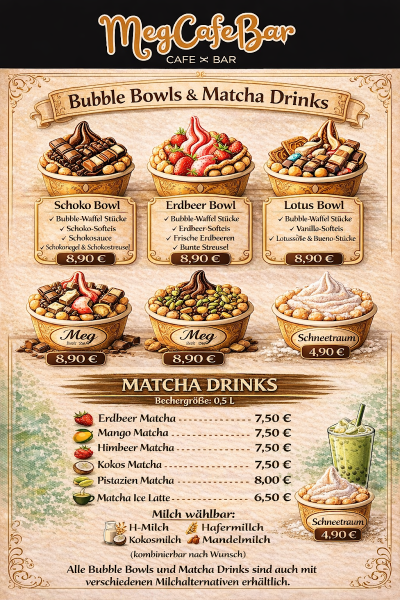 Speisekarte, MegCafeBar