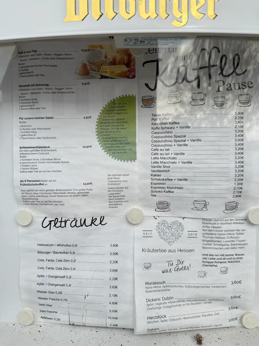 Speisekarte, Burg-Bäckerei & Café