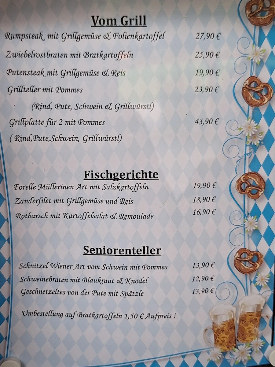Speisekarte, Bayrische Stube im Haus des Gastes