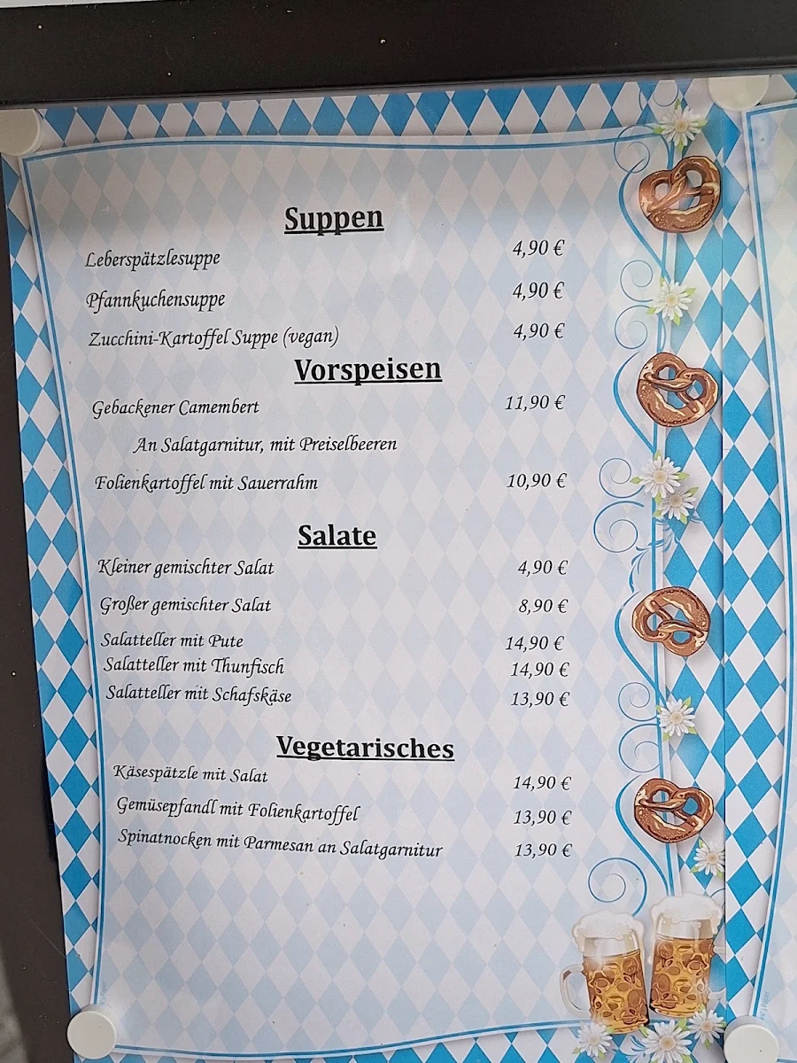 Speisekarte, Bayrische Stube im Haus des Gastes
