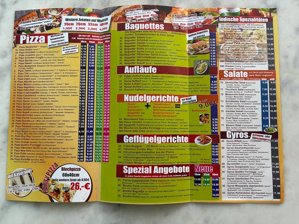 Speisekarte, pizza taxi garbsen