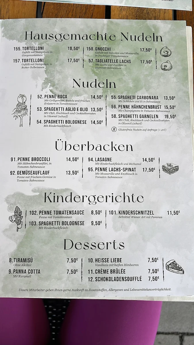 Speisekarte, Roca