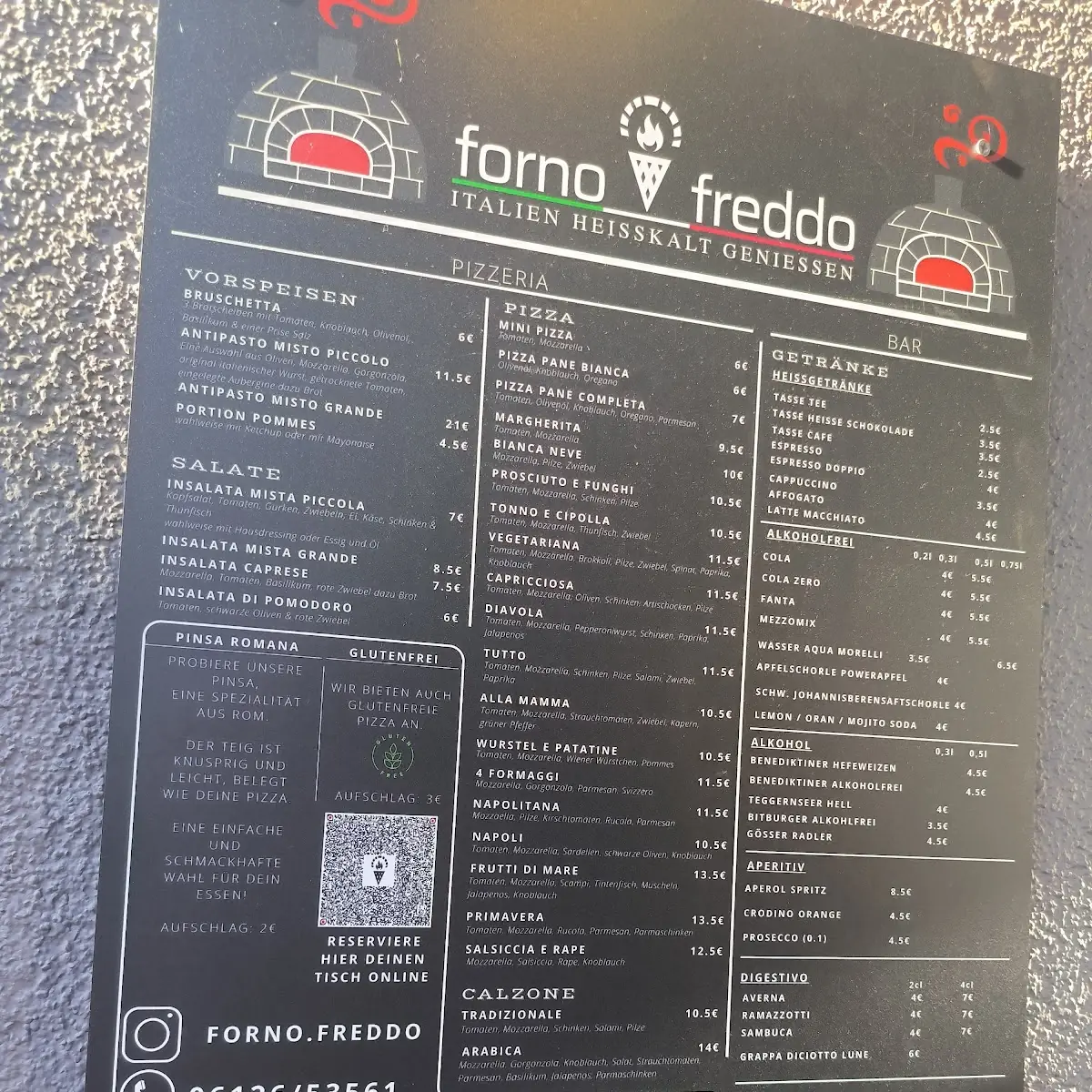 Speisekarte, Forno Freddo