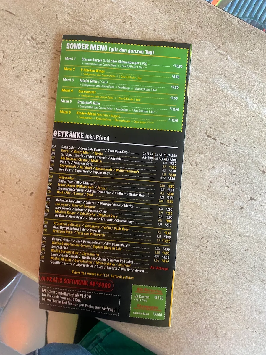 Speisekarte, Papa Pizza