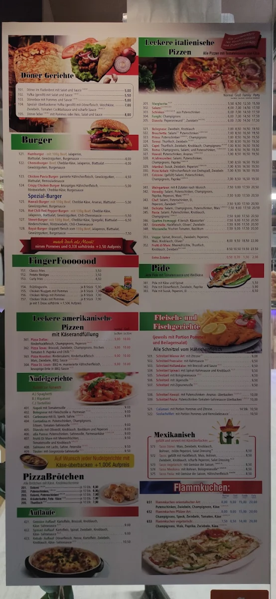 Speisekarte, Weingarten Döner&Pizza