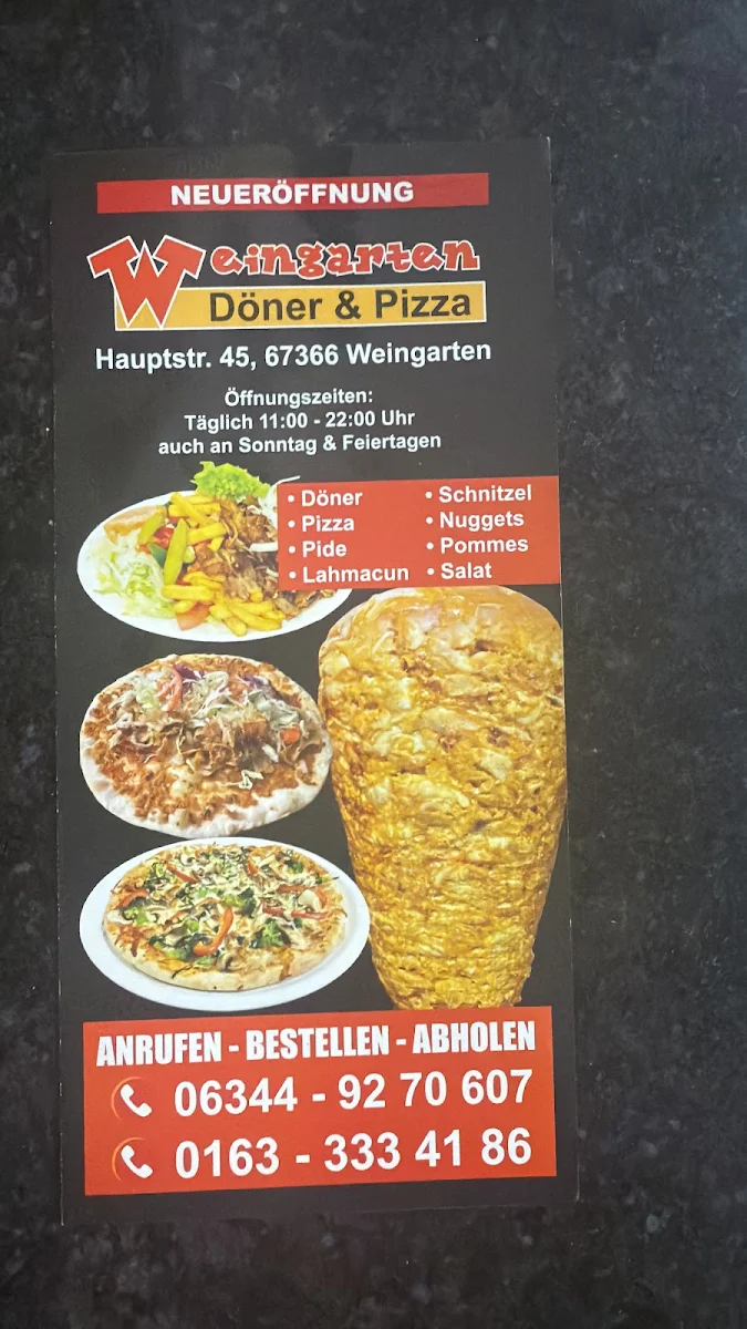 Speisekarte, Weingarten Döner&Pizza