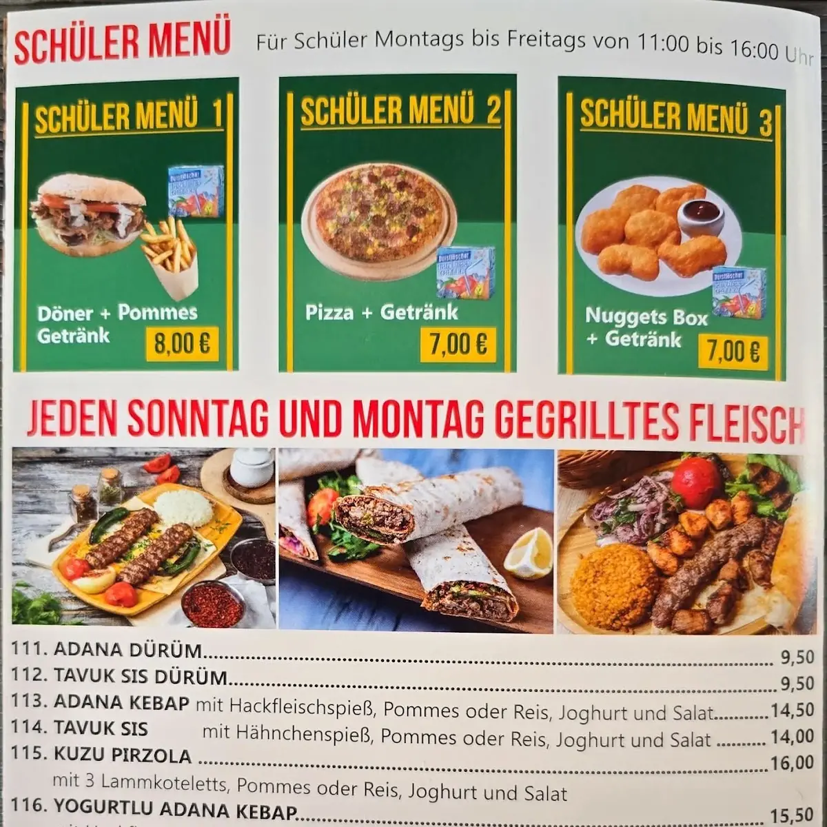 Speisekarte, Apo's Imbiss