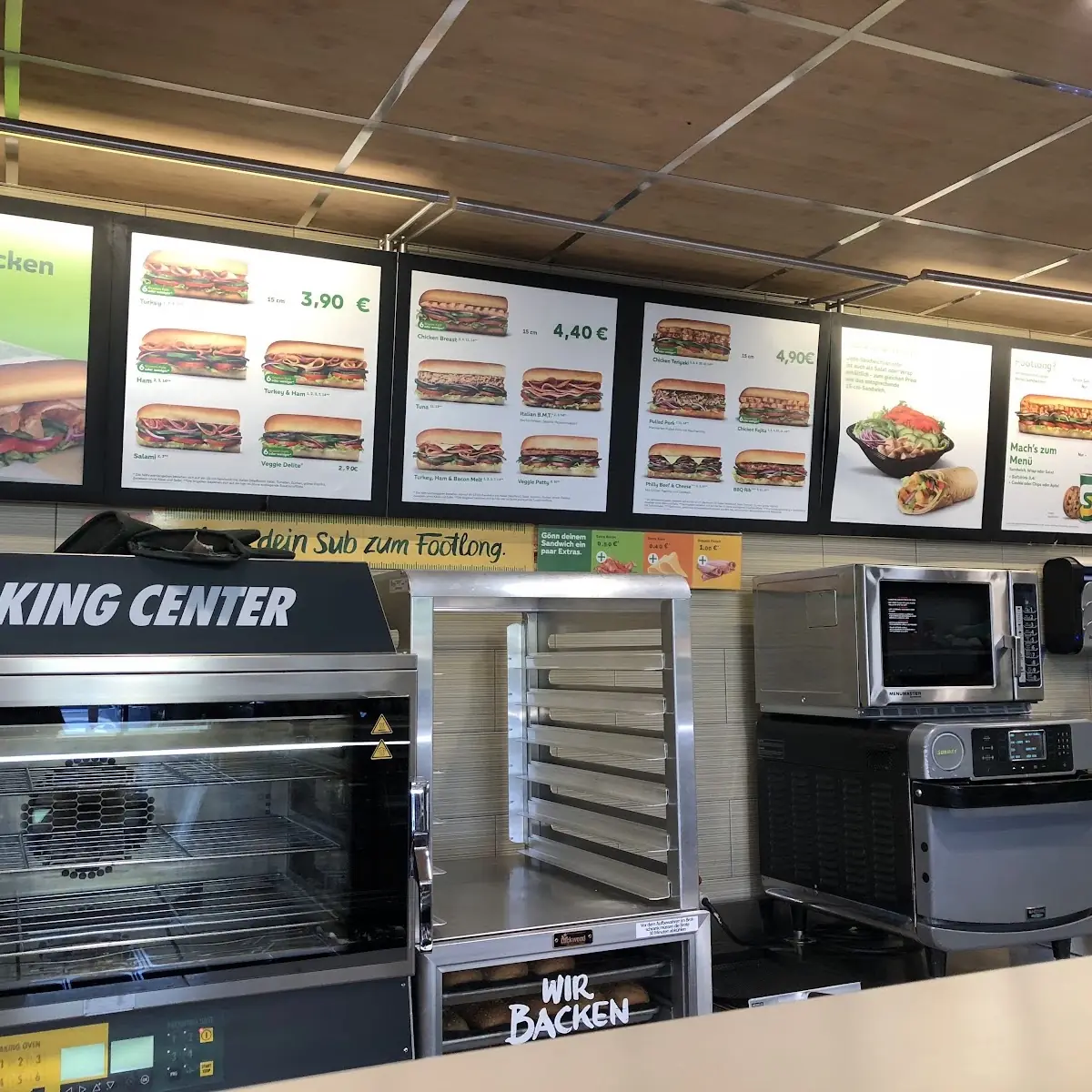 Speisekarte, Subway