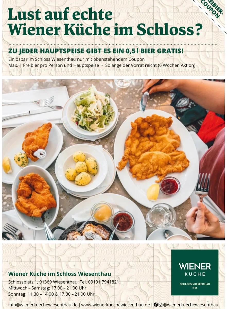 Speisekarte, Wiener Küche im Schloss Wiesenthau