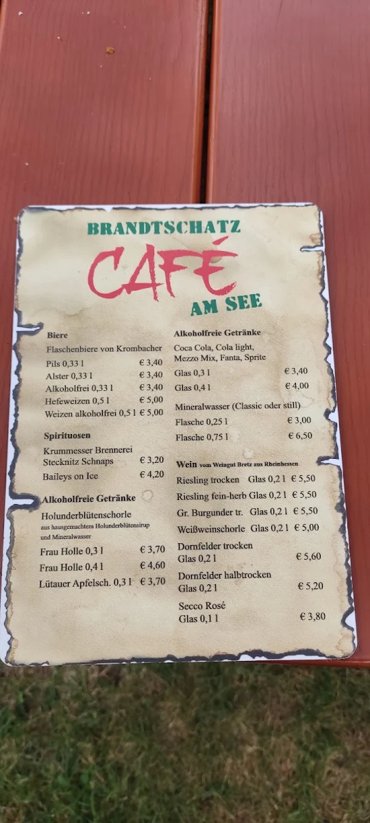 Speisekarte, Brandtschatz Café am See