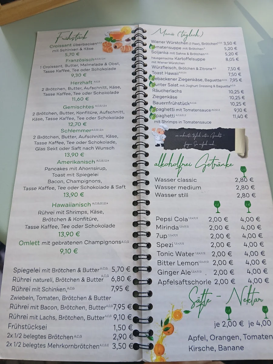 Speisekarte, Café Krüger
