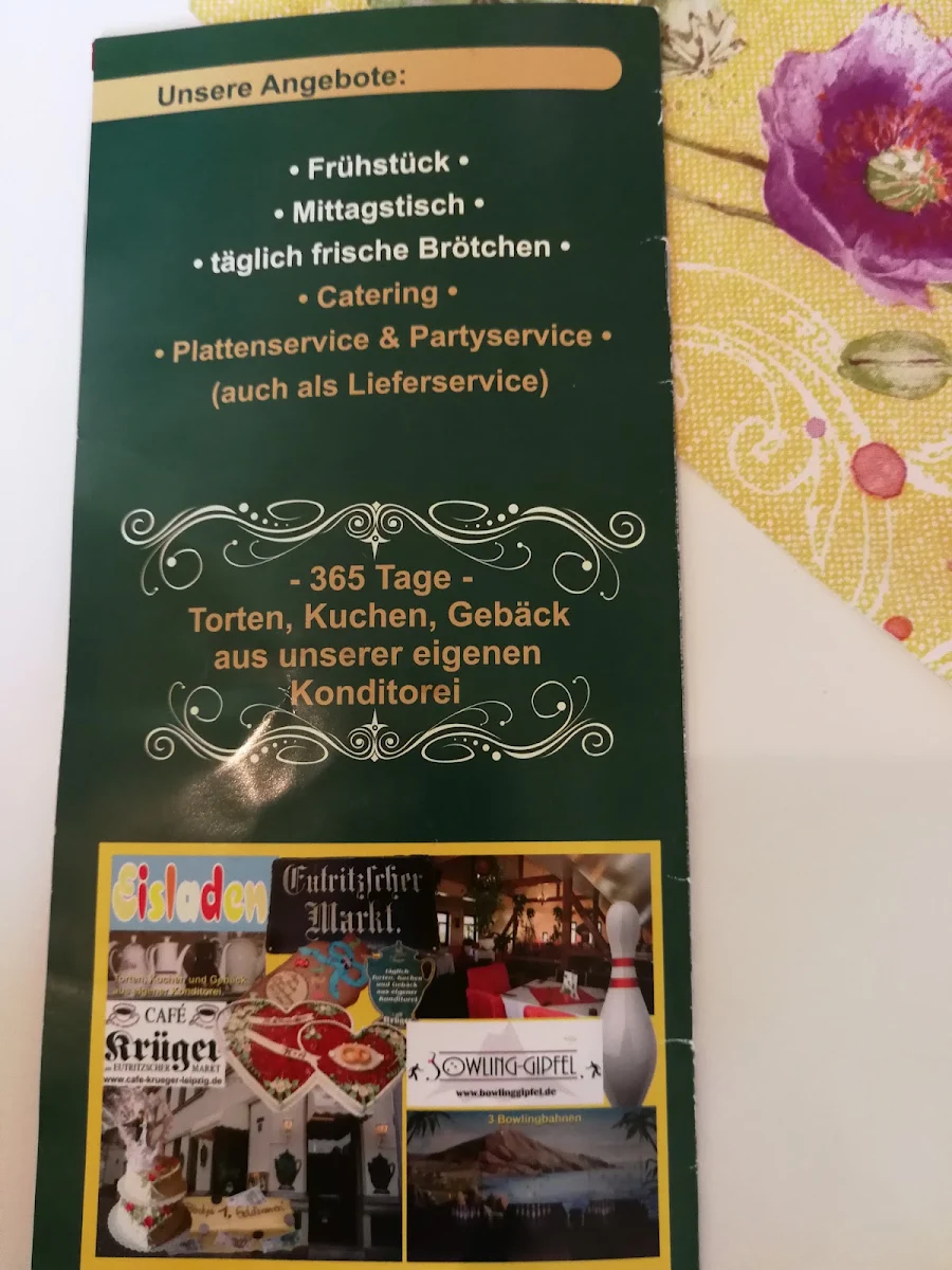 Speisekarte, Café Krüger