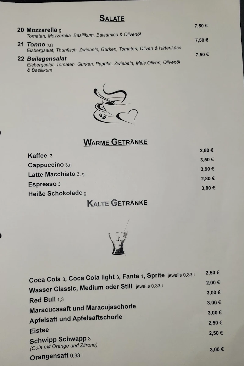 Speisekarte, Papagei Eiscafé & Pizza