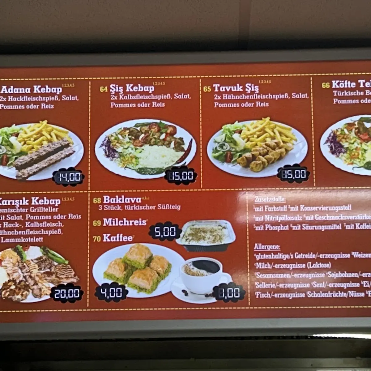Speisekarte, König Döner