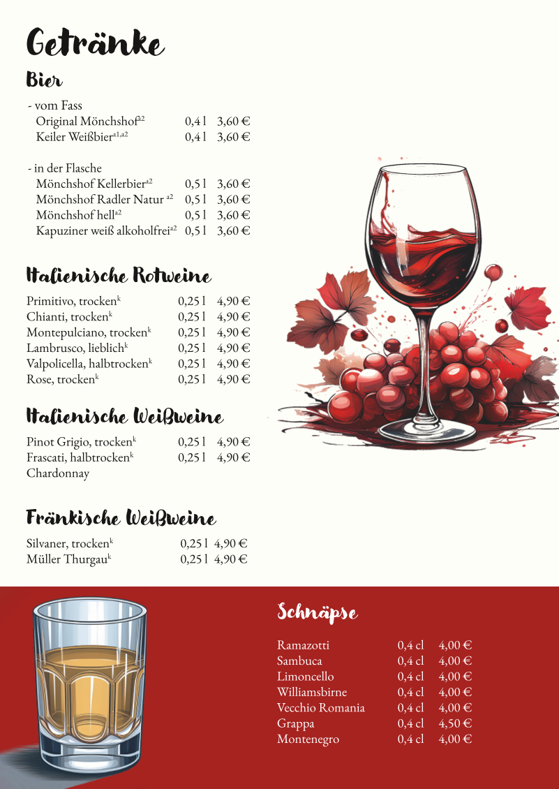 Speisekarte, MONDO Mio