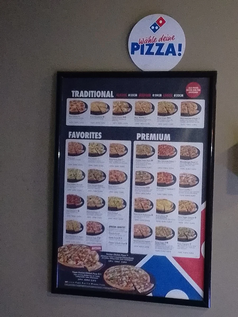 Speisekarte, Domino's Pizza Berlin Marienfelde