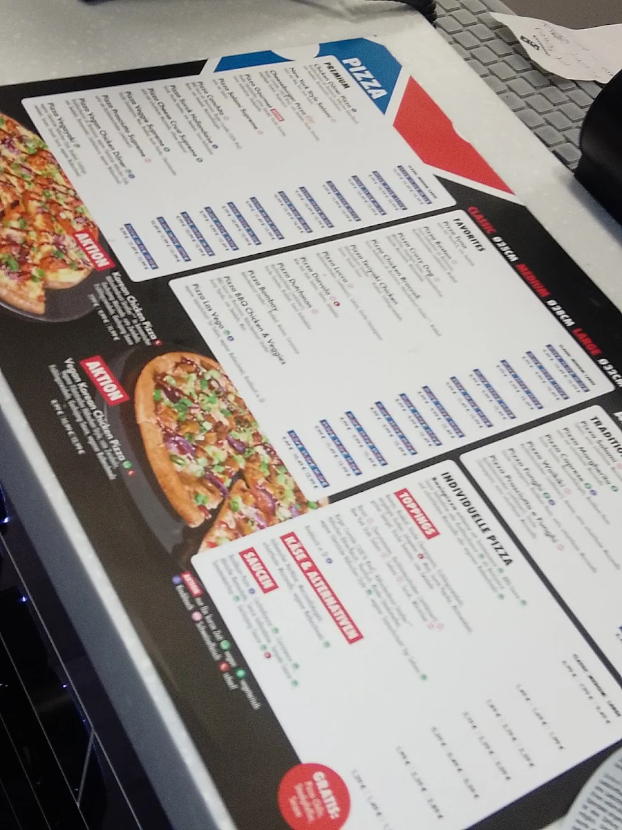 Speisekarte, Domino's Pizza Berlin Marienfelde