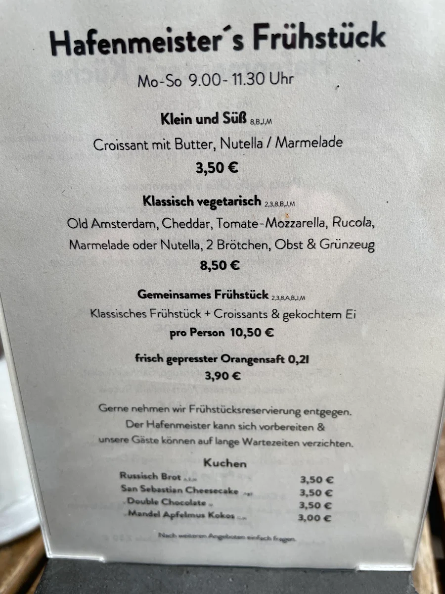 Speisekarte, Hafenmeister & Docks