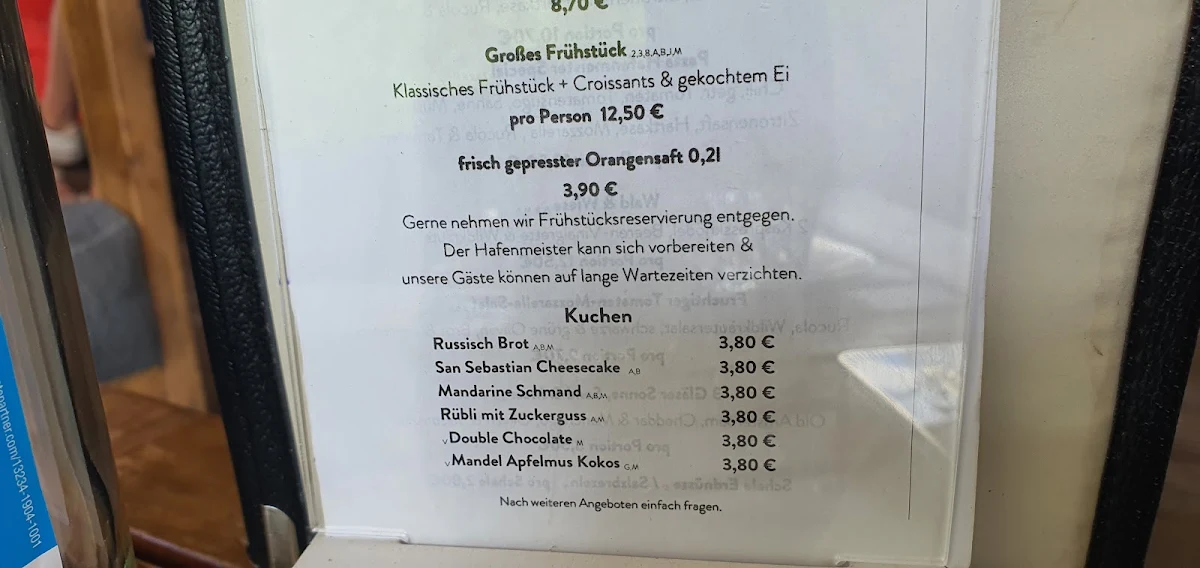 Speisekarte, Hafenmeister & Docks
