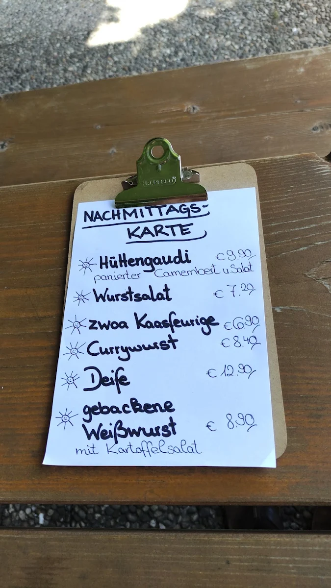 Speisekarte, Gasthaus Heimgarten
