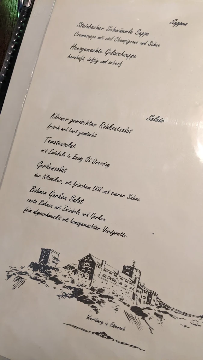 Speisekarte, Thüringer Stuben