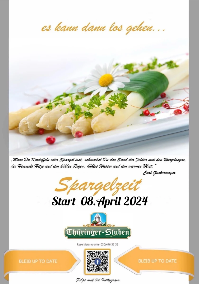 Speisekarte, Thüringer Stuben
