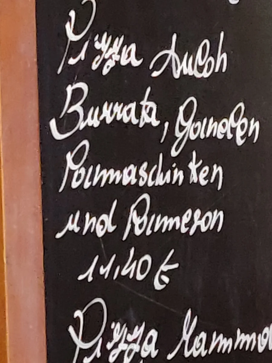 Speisekarte, Pizzeria da Vittorio
