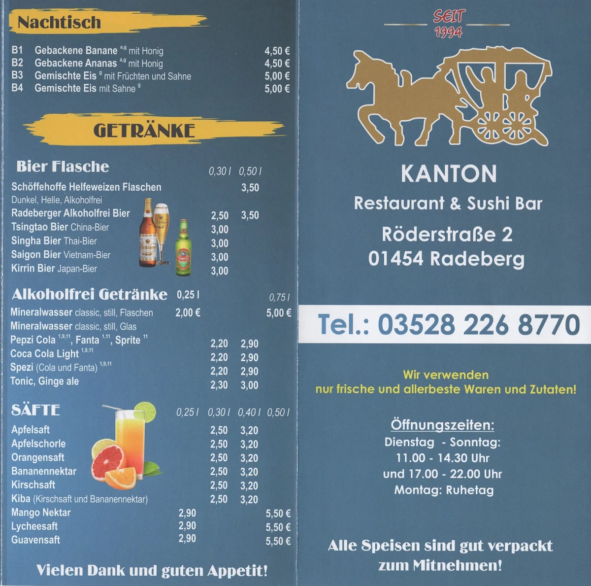 Speisekarte, KANTON
