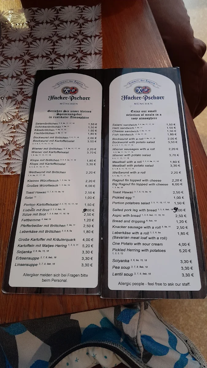 Speisekarte, Cafehaus Kattler