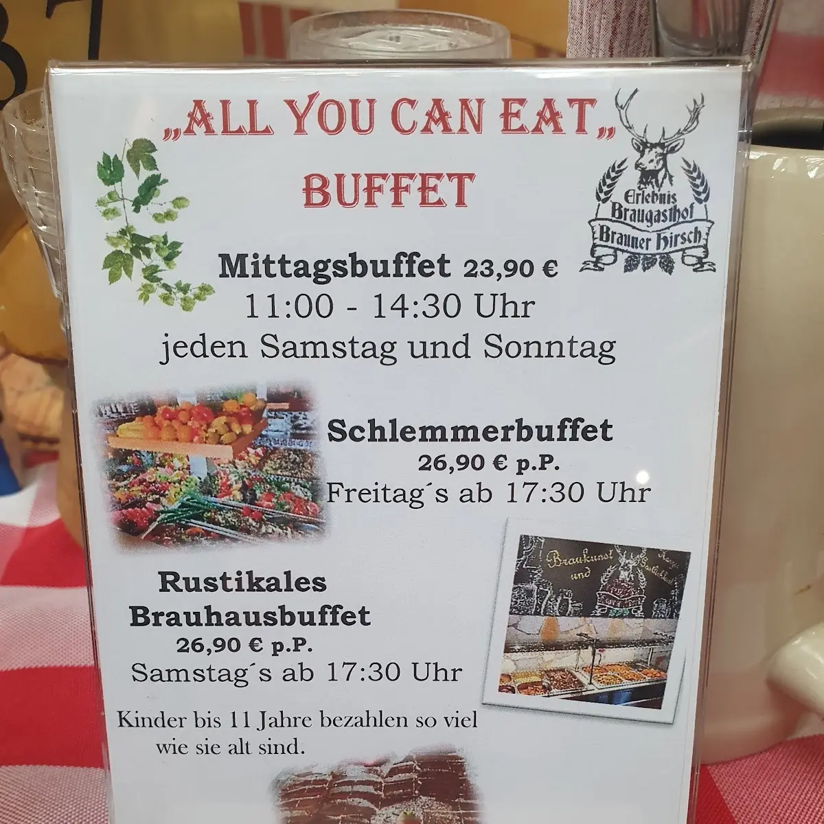 Speisekarte, Braugasthof Brauner Hirsch Sophienhof