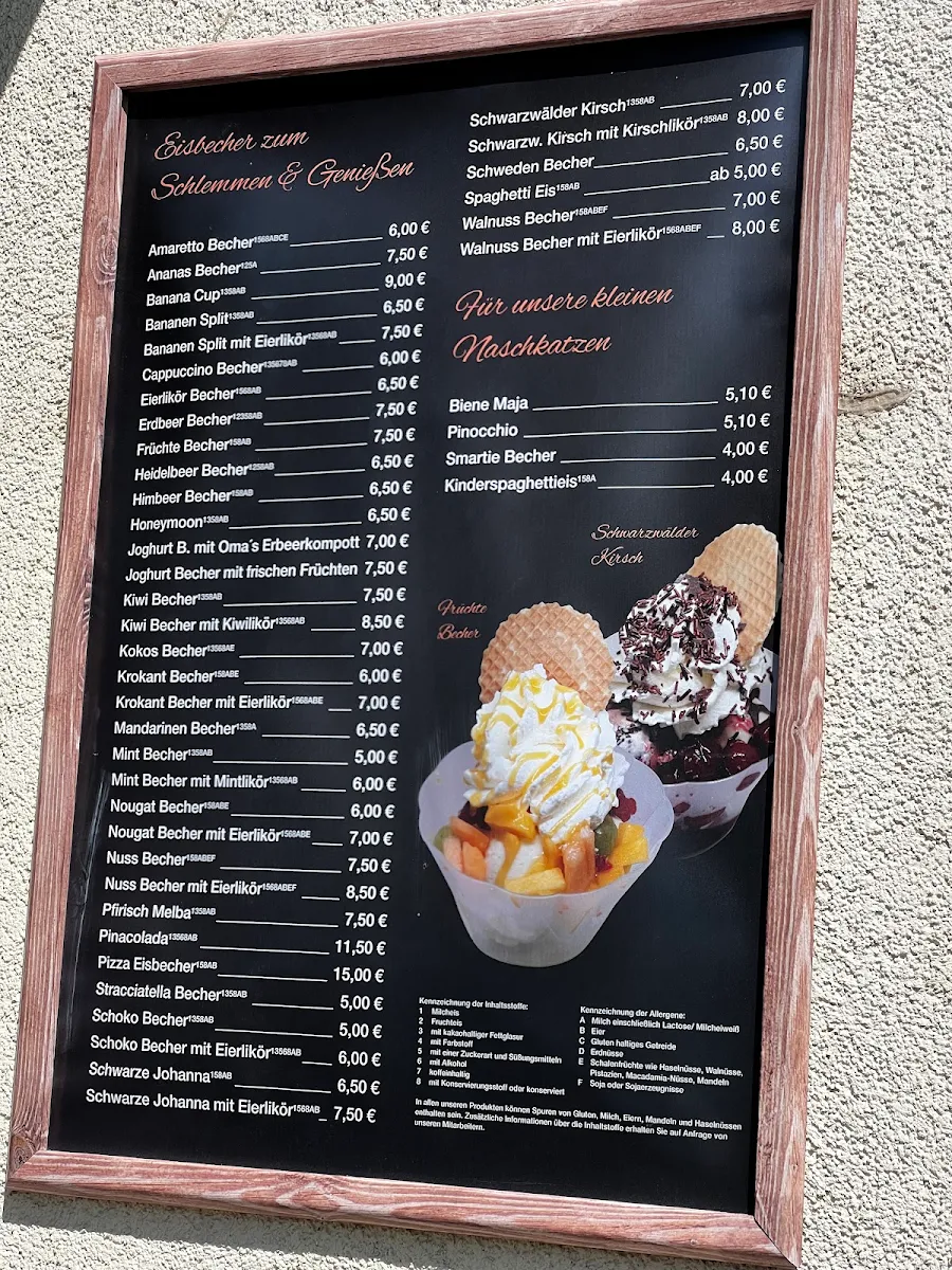 Speisekarte, Eiscafé Ebeling