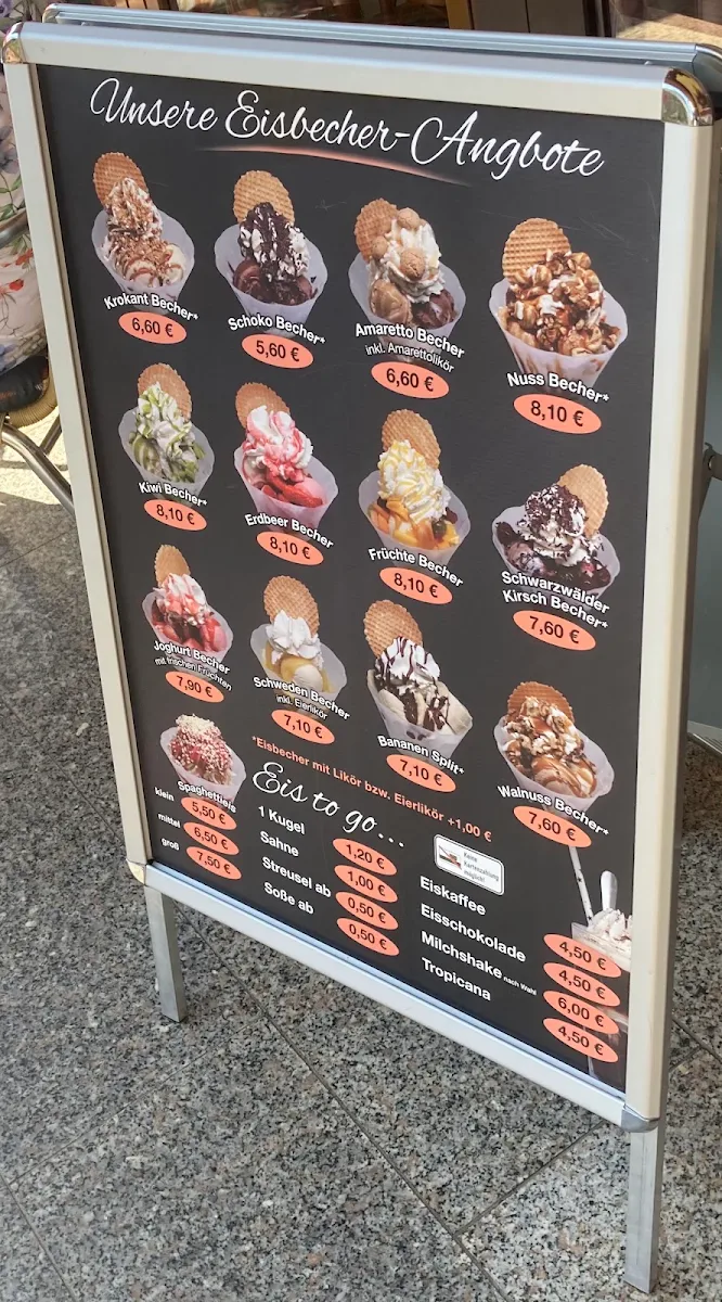 Speisekarte, Eiscafé Ebeling