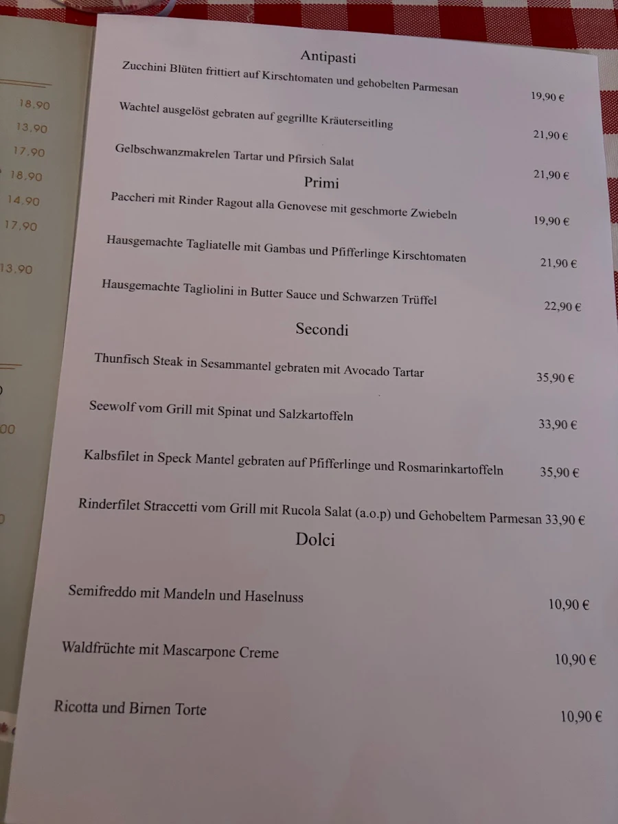 Speisekarte, Bar del Giorno