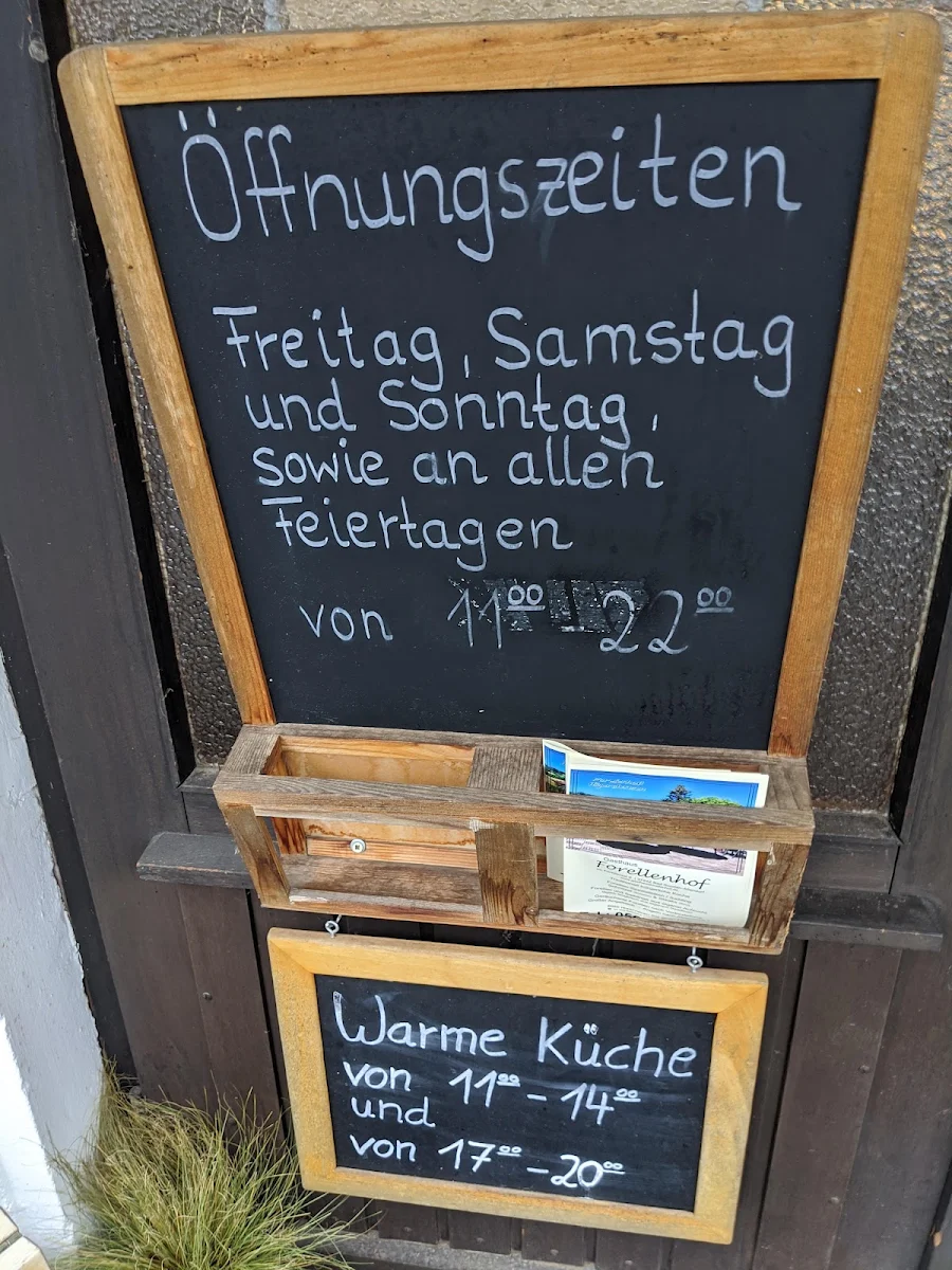 Speisekarte, Gasthaus Forellenhof