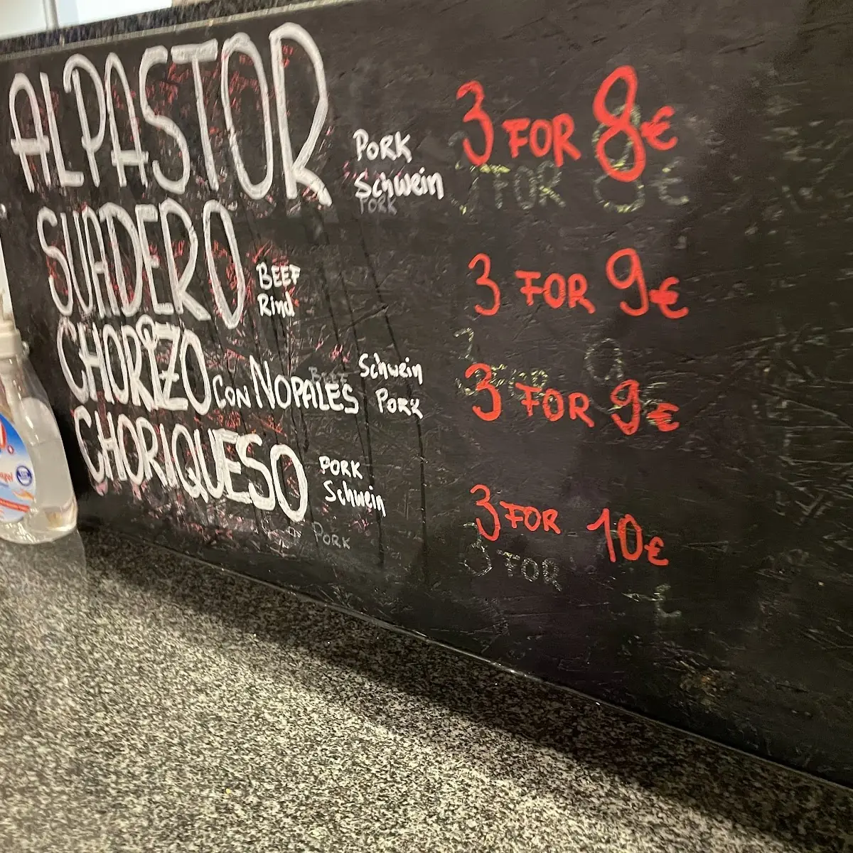 Speisekarte, Taquería El Oso