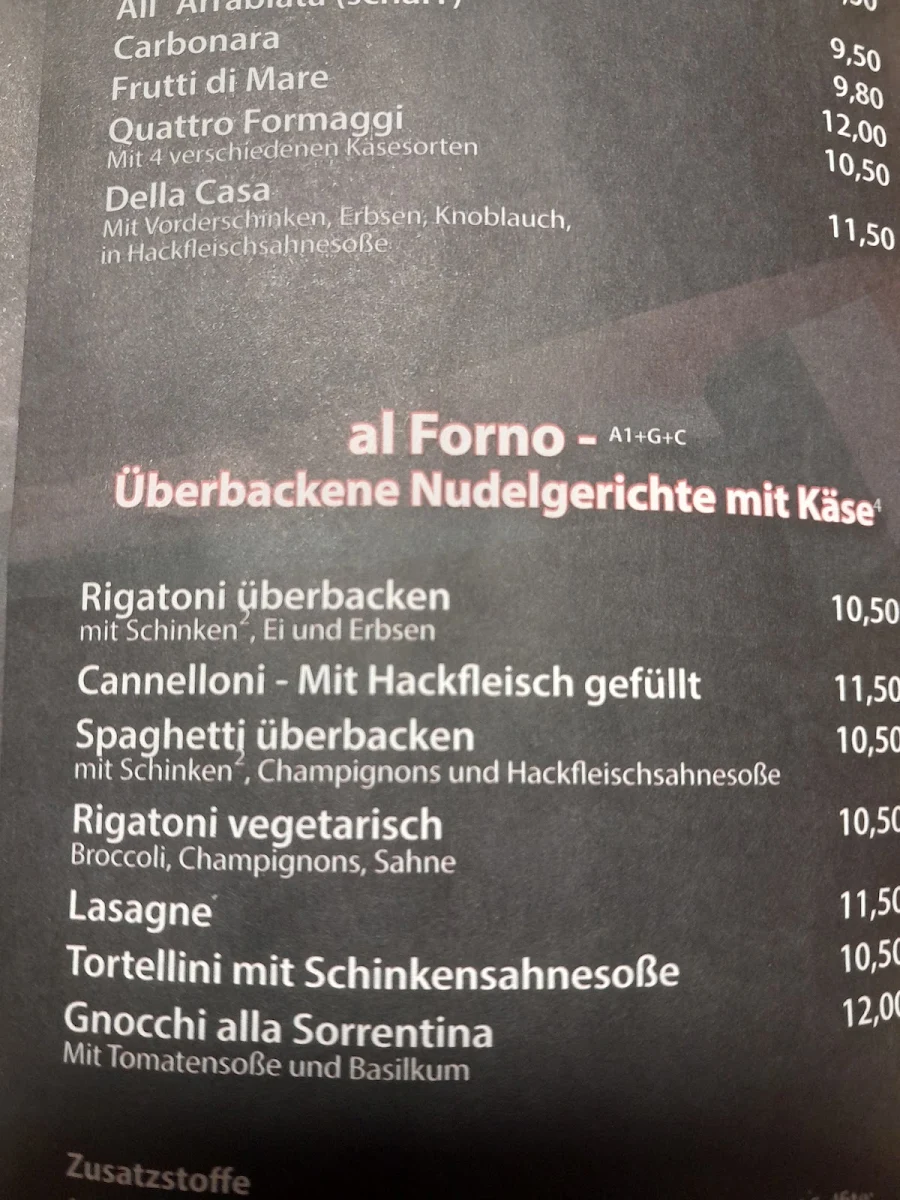 Speisekarte, Pizzeria L'Angelo da Roberto