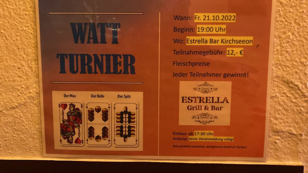 Speisekarte, Estrella Burgerbar