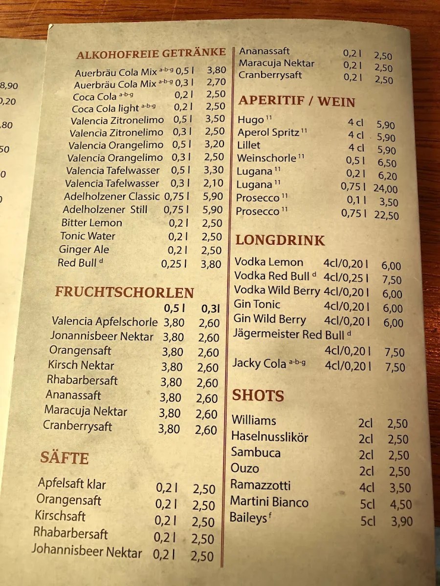 Speisekarte, Estrella Burgerbar