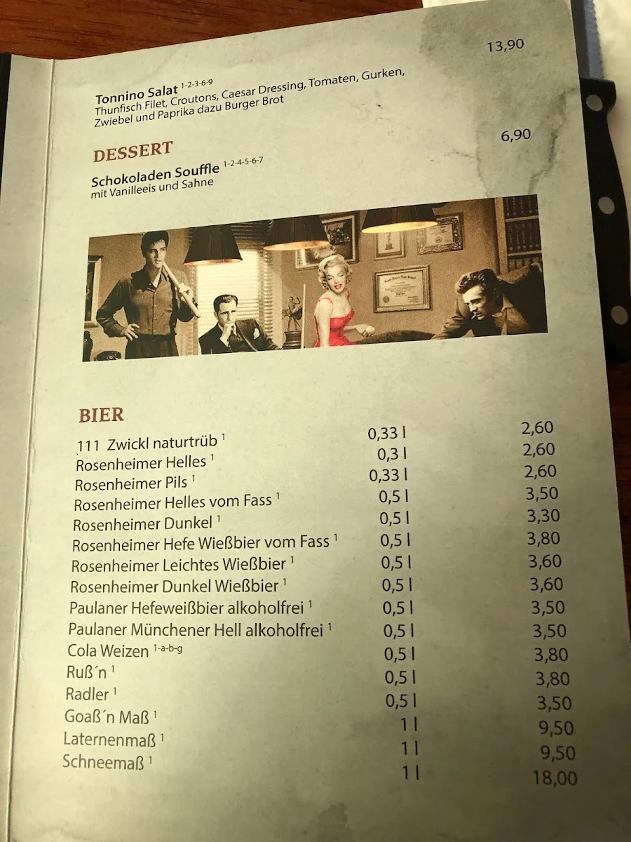 Speisekarte, Estrella Burgerbar