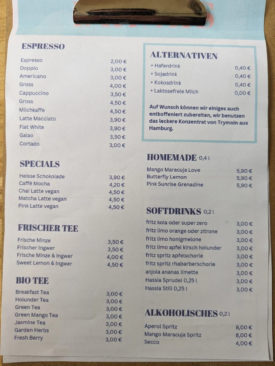 Speisekarte, Mint & Things